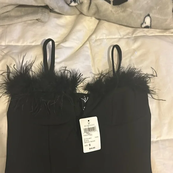 Windsor mini dress black S. Feathered front. - Picture 3 of 5